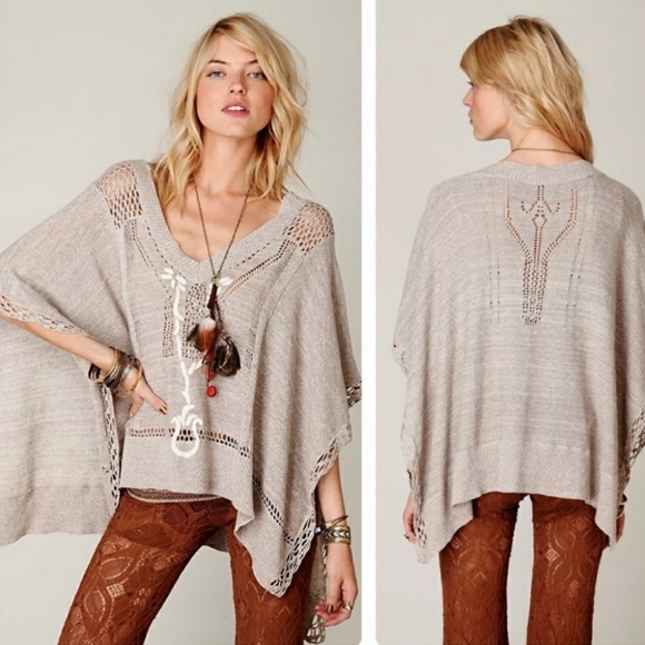 Free People Kona Pointelle Knit Poncho Cover-Up - Picture 2 of 9